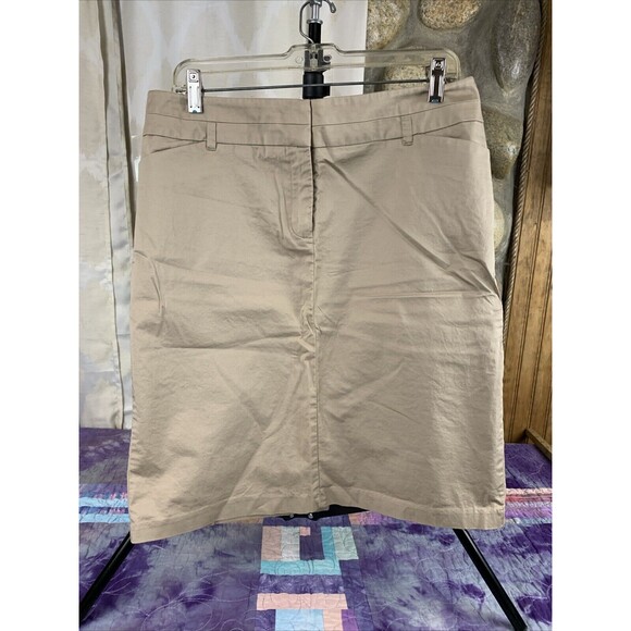 New York & Company Dresses & Skirts - New York & Company Stretch Womens 12 Khaki Cotton Spandex Blend Skirt Pockets